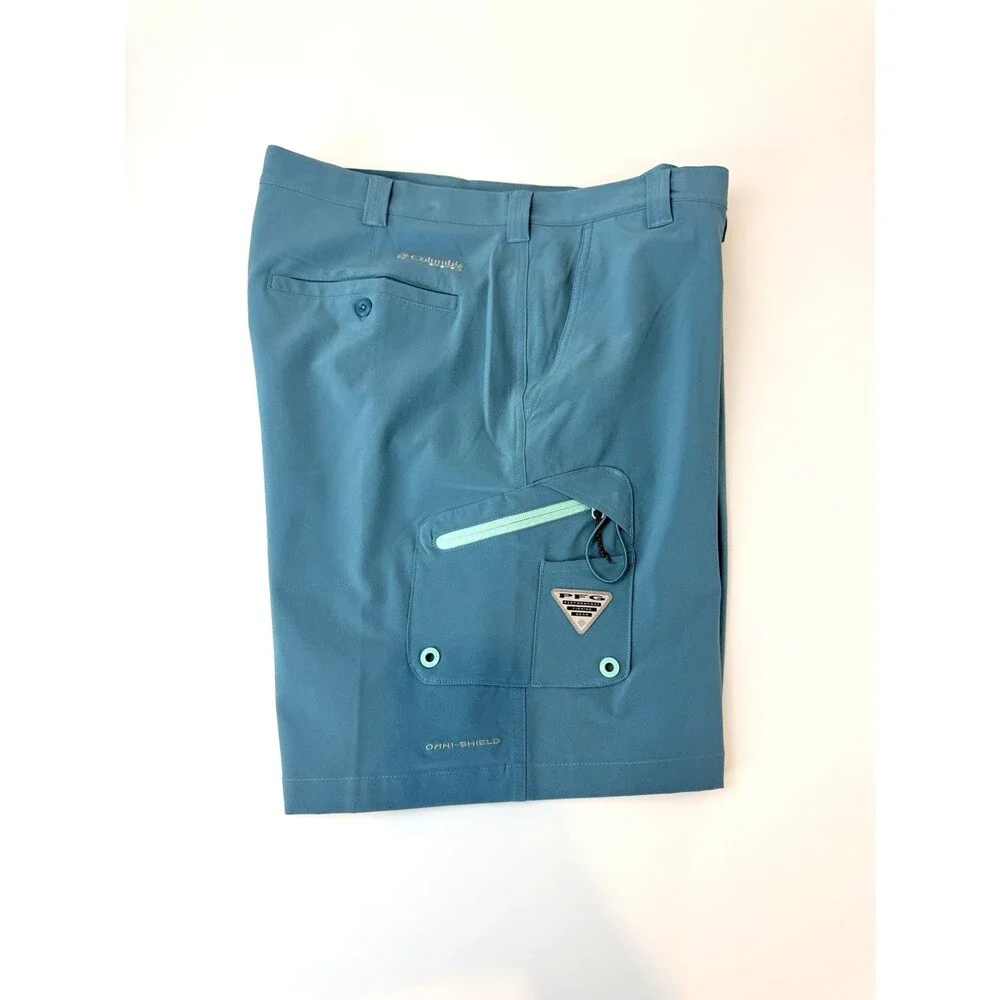 Columbia PFG Omni Shade Fishing Shorts 40 Blue Quick Dry Outdoor